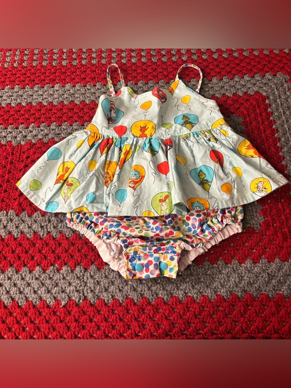 Handmade toddler romper By Made for Mabel Dr. Seuss themed fabric Size 4T